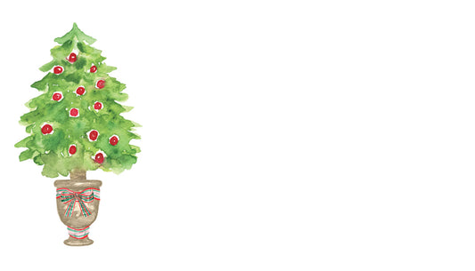 Christmas Plaid Boxwood Tree Happy Notes