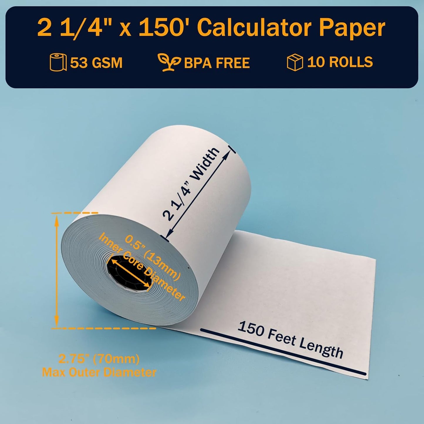 2 1/4 in x 150 ft Calculator / Adding Machine Paper Roll