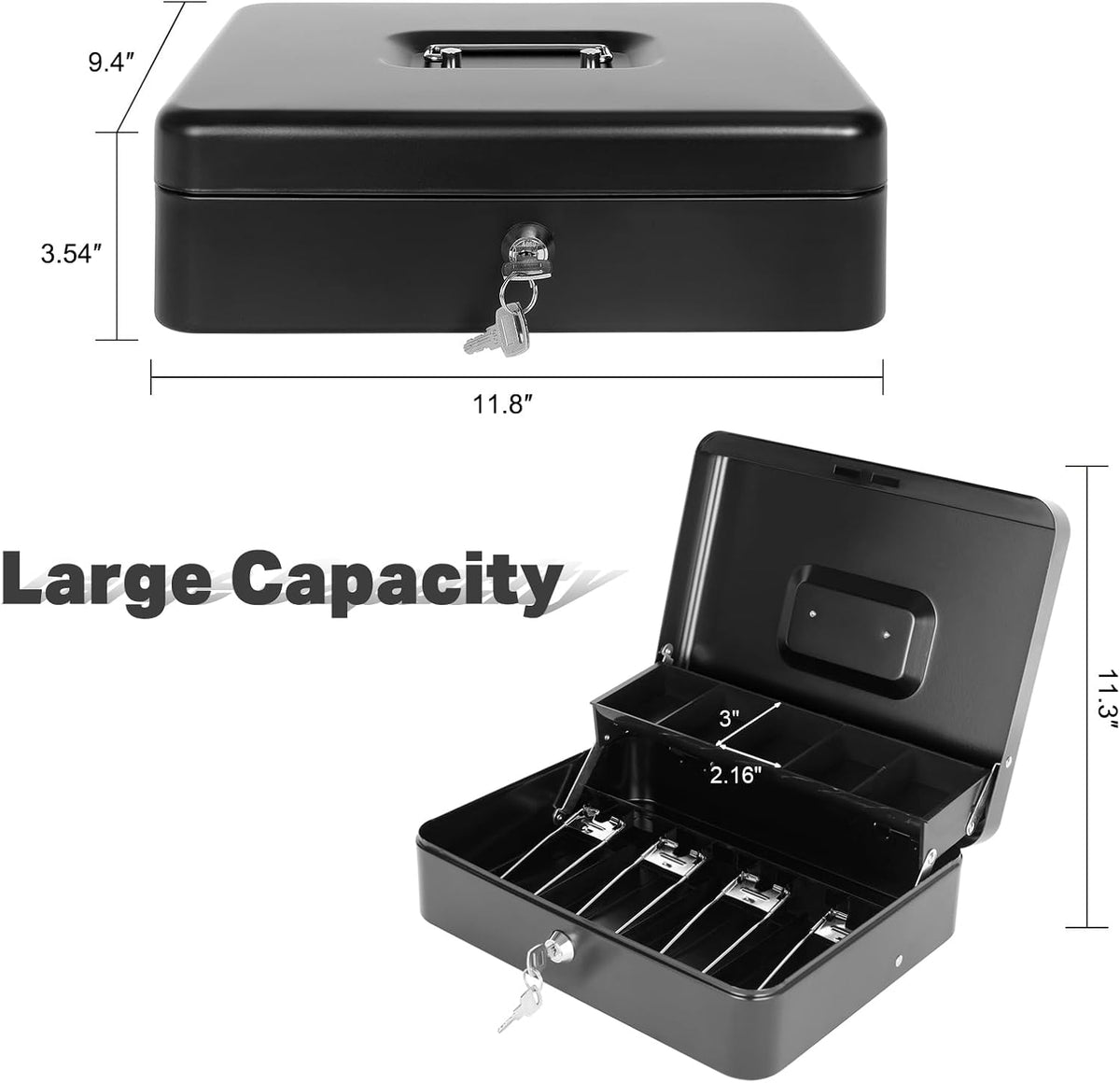 Cash Box with Lock Key