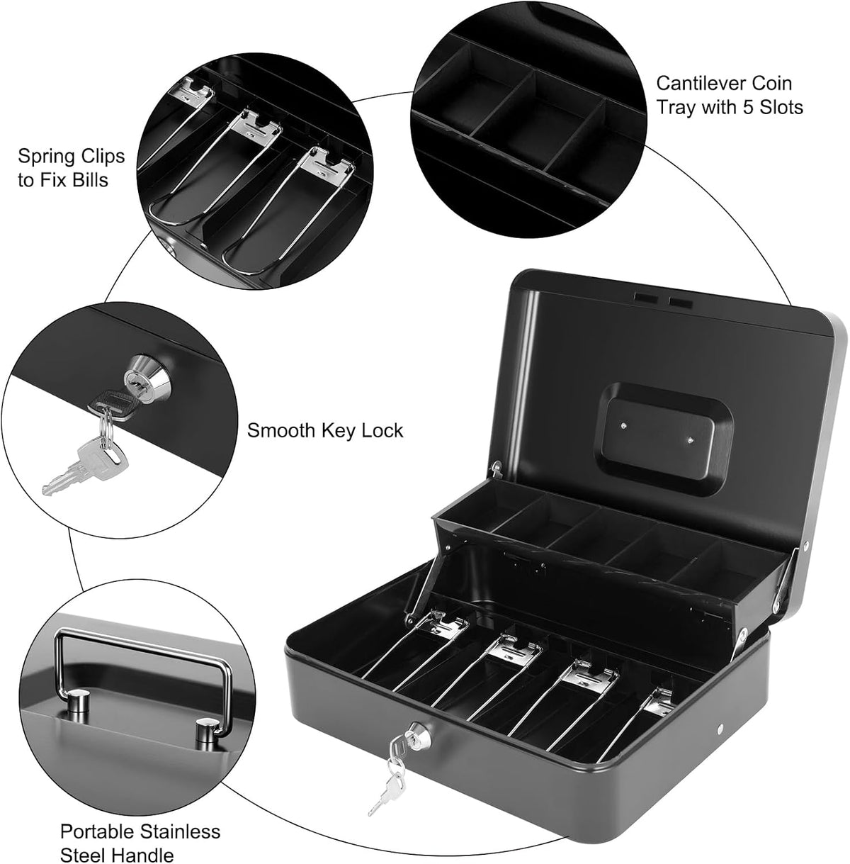 Cash Box with Lock Key