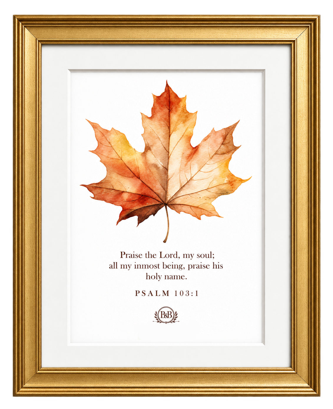 Autumn Cozy Cottage Wall Art Print - Leaf with Bible Verse