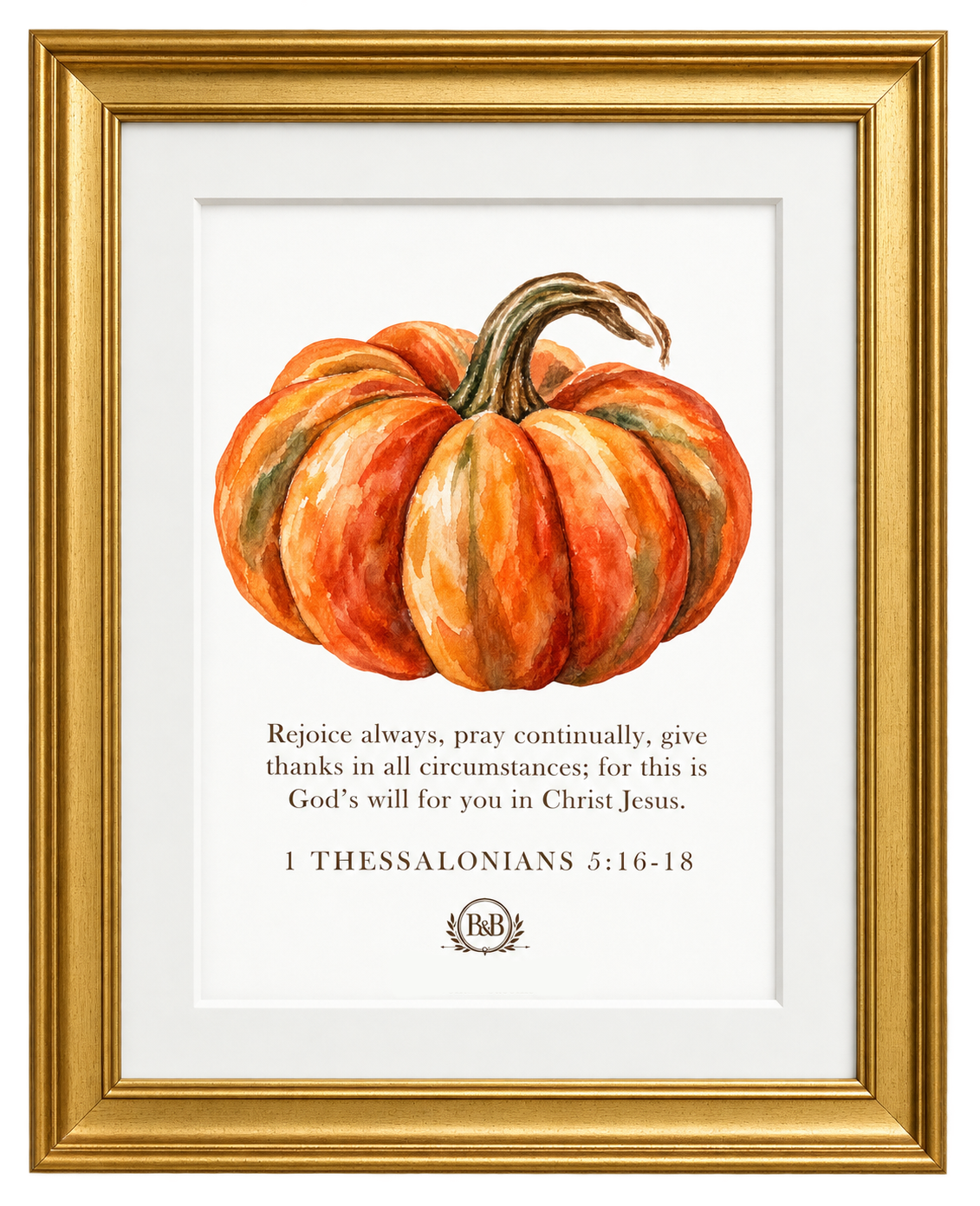 Autumn Cozy Cottage Wall Art Print - Orange Heirloom Pumpkin with Bible Verse
