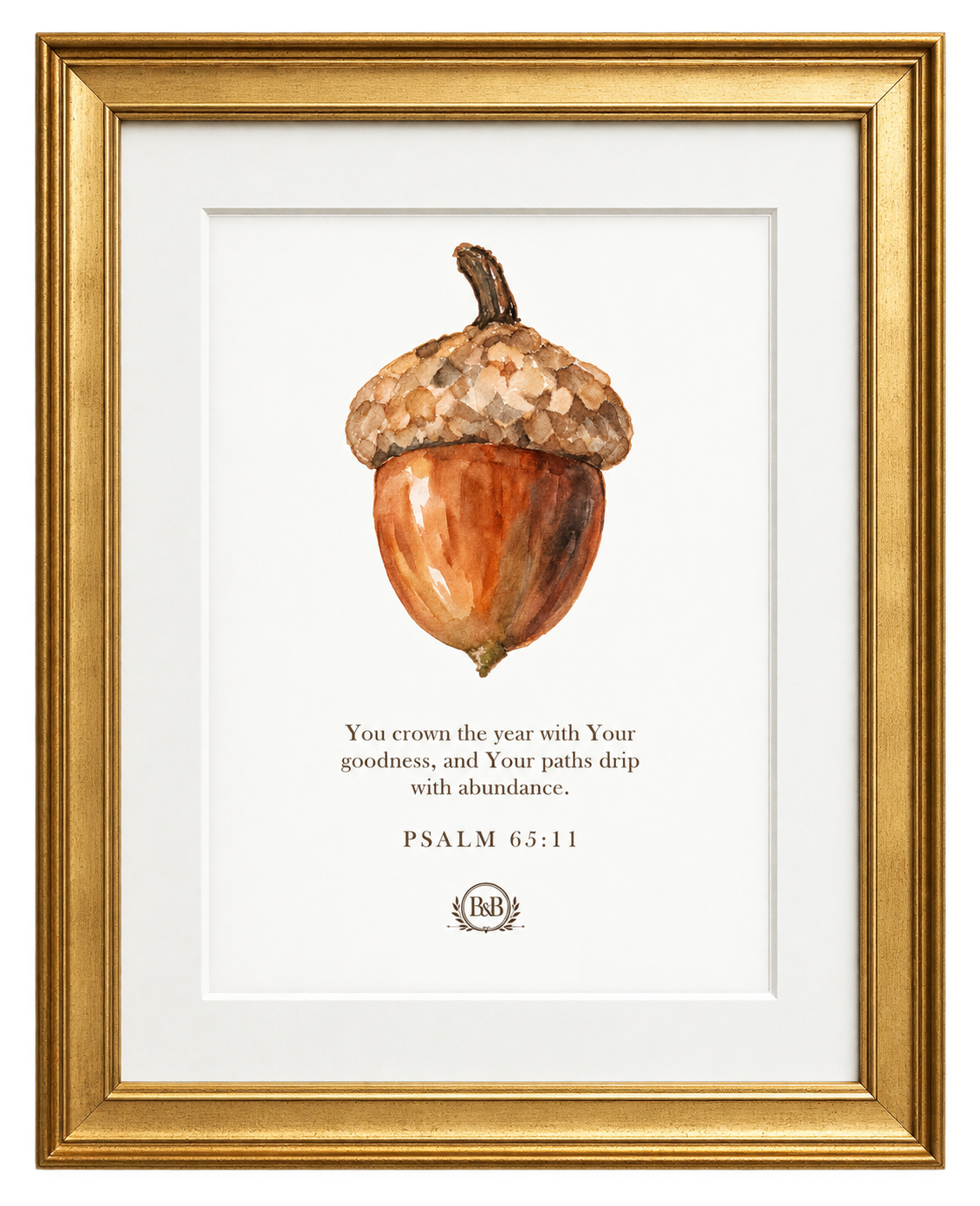 Autumn Cozy Cottage Wall Art Print - Acorn with Bible Verse
