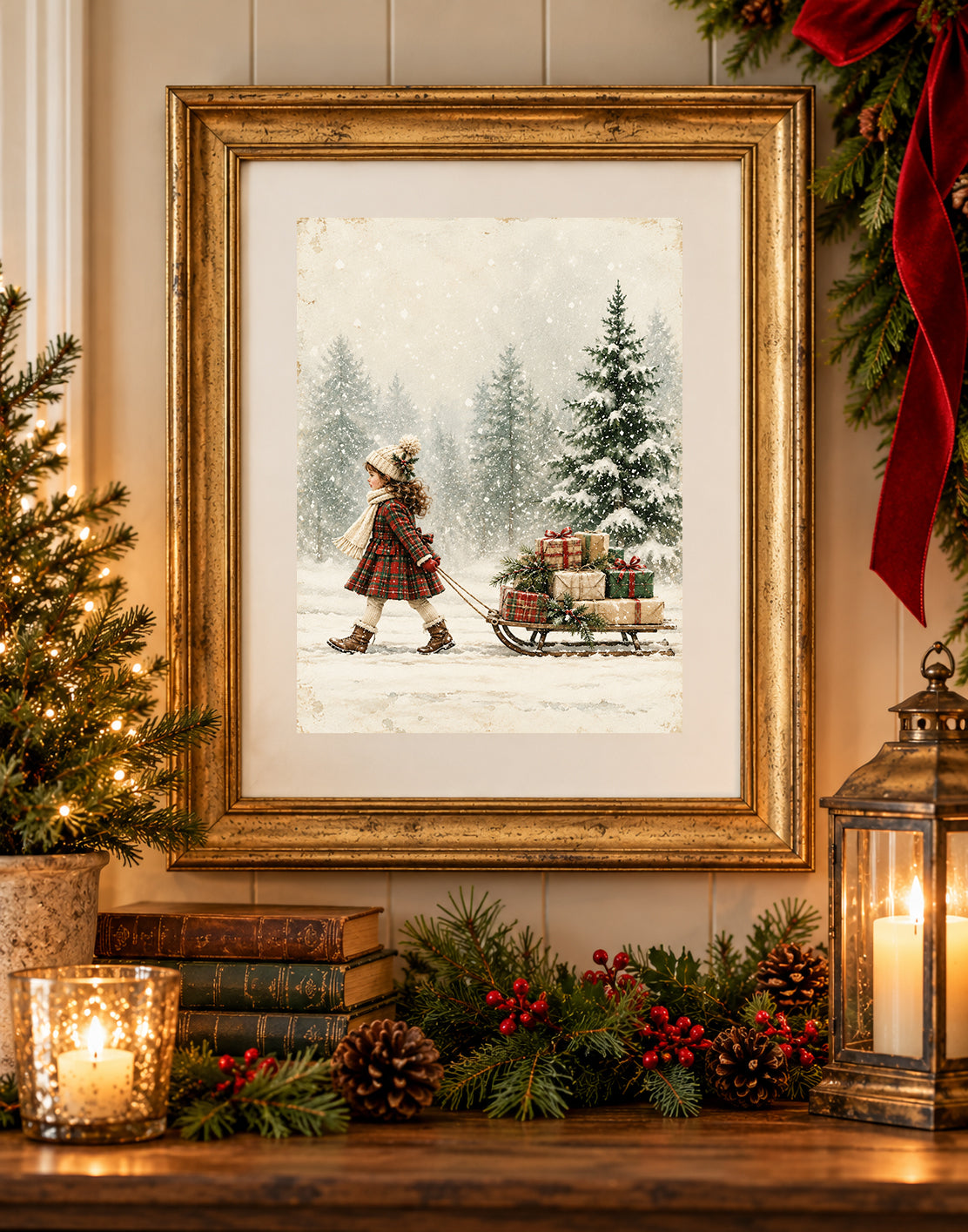 Special Delivery Christmas Cottage Wall Art Print 8.5" x 11"