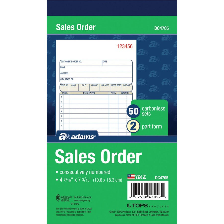 Adams Carbonless 2-part Sales Order Books