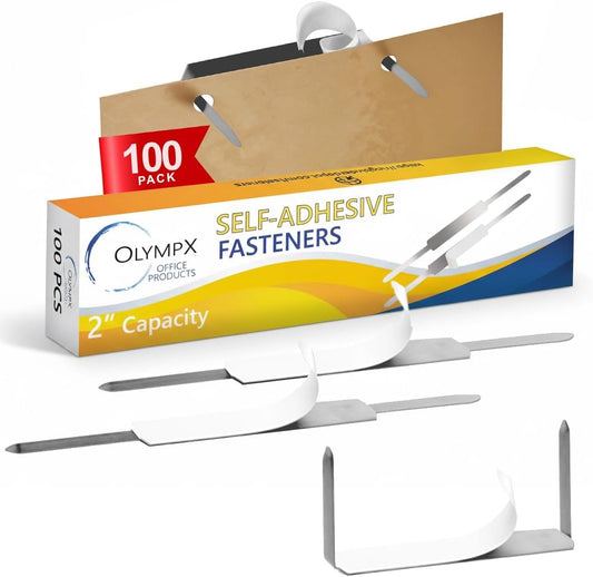 OLYMPX 100 Pcs of 2” Self Adhesive Prong Fasteners