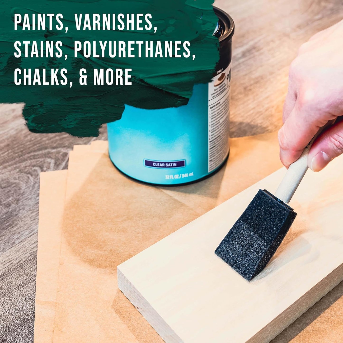 1 inch Foam Sponge Wood Handle Paint Brush