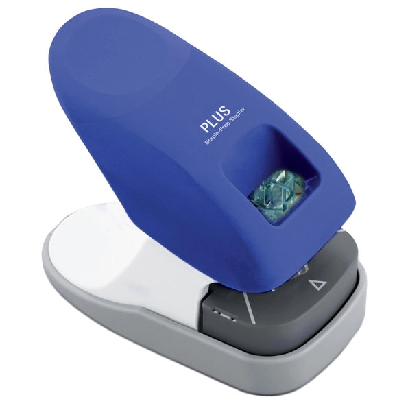 Desktop Paper Clinch Staple Free Stapler, Blue