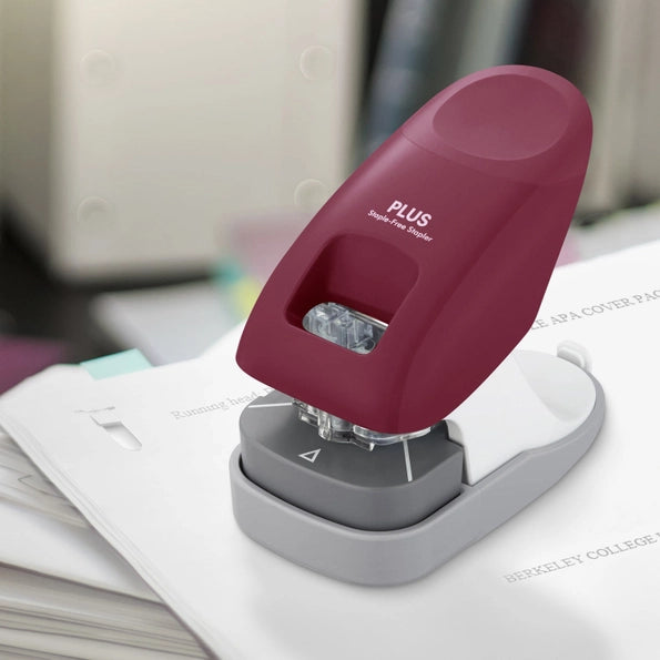 Desktop Paper Clinch Staple Free Stapler, Blue
