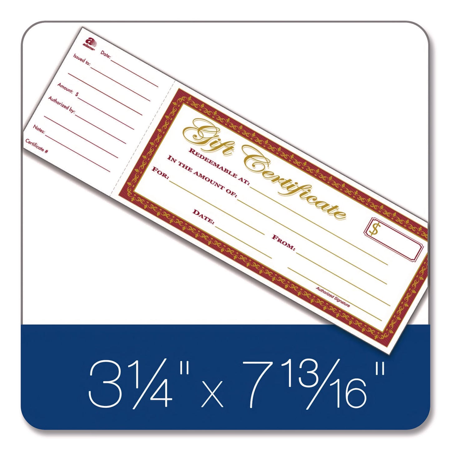 Adams One-part Carbonless Gift Certificates