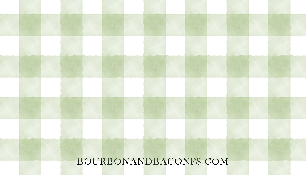 Green and white checkered pattern with a website address at the bottom.