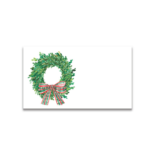 Christmas Plaid Boxwood Wreath Happy Notes