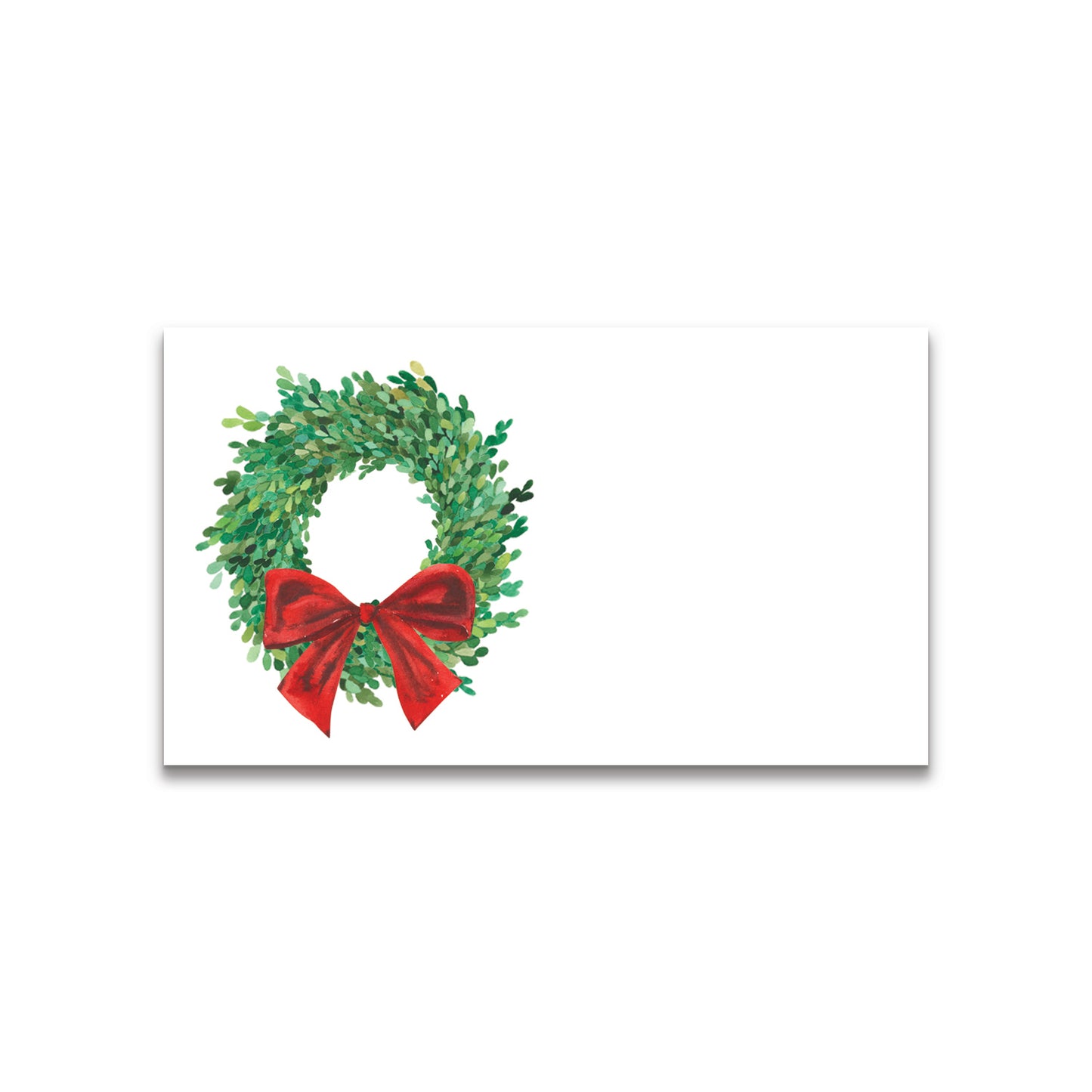 Christmas Boxwood Wreath, Red Bow, Happy Notes