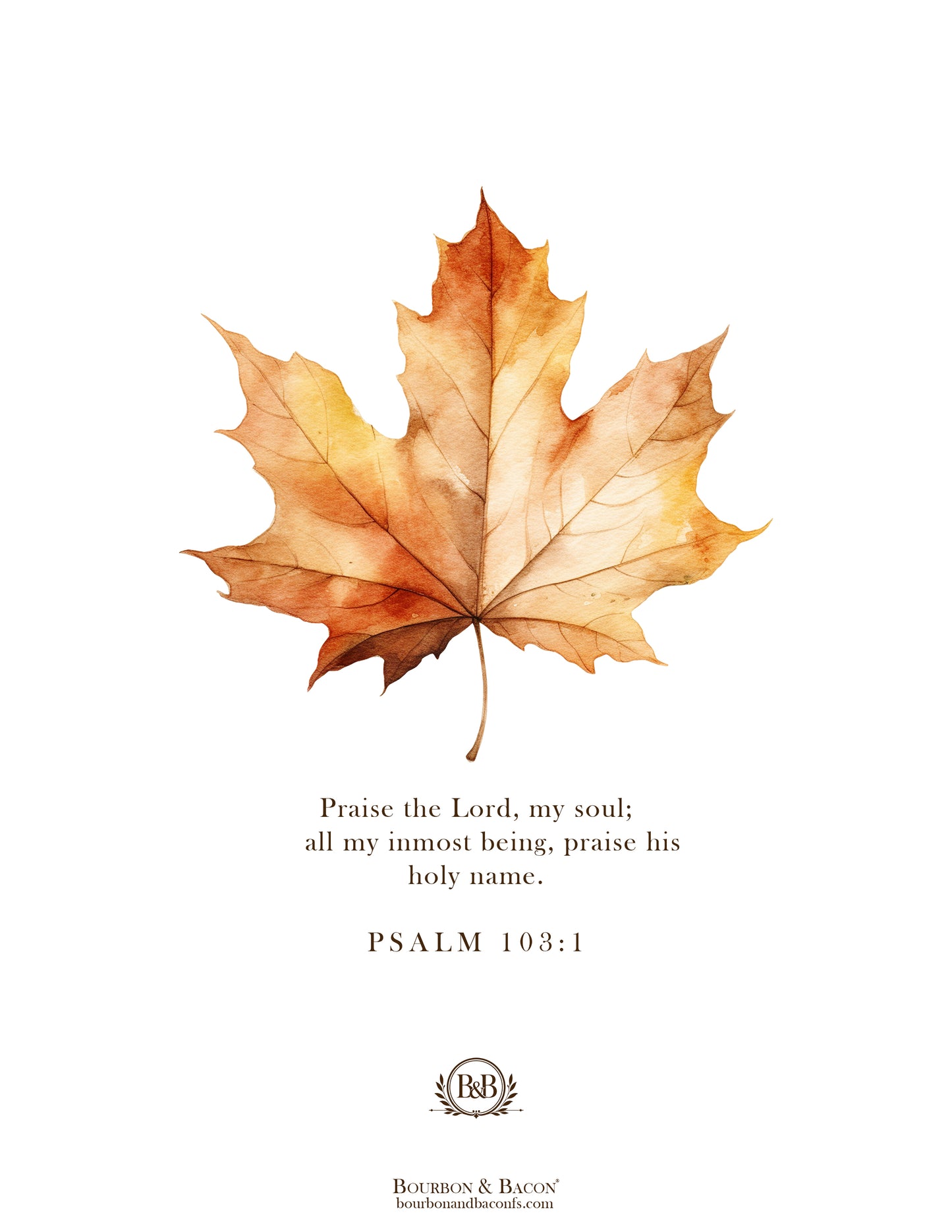 Autumn Cozy Cottage Wall Art Print - Leaf with Bible Verse