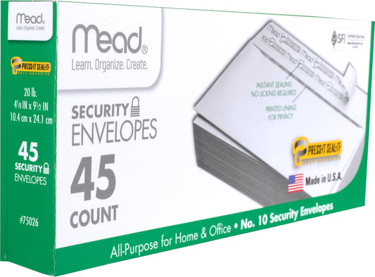 Mead #10 Security Business Envelopes