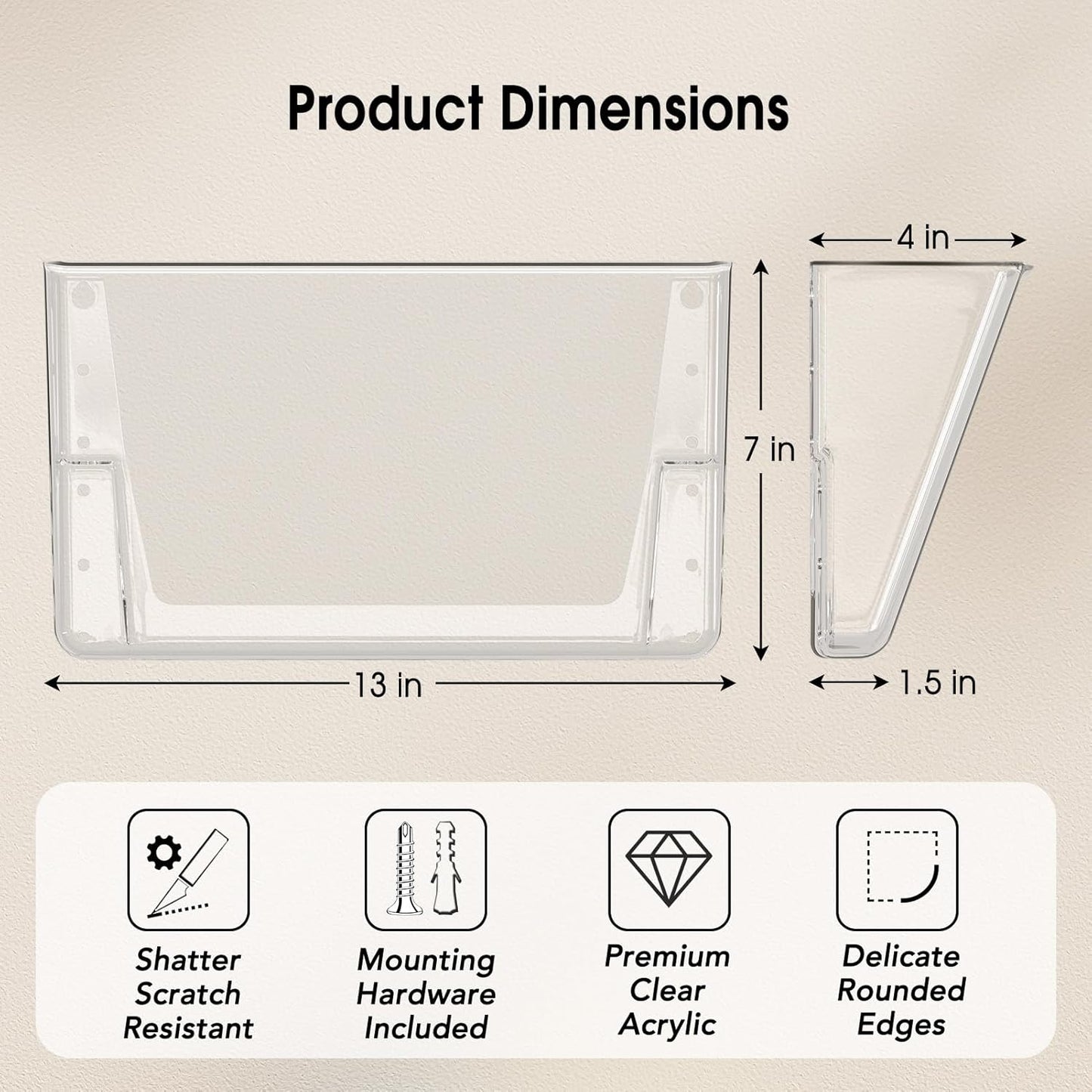 MaxGear Wall Mounted File Holder, Clear