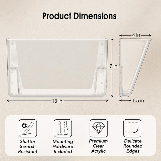 MaxGear Wall Mounted File Holder, Clear
