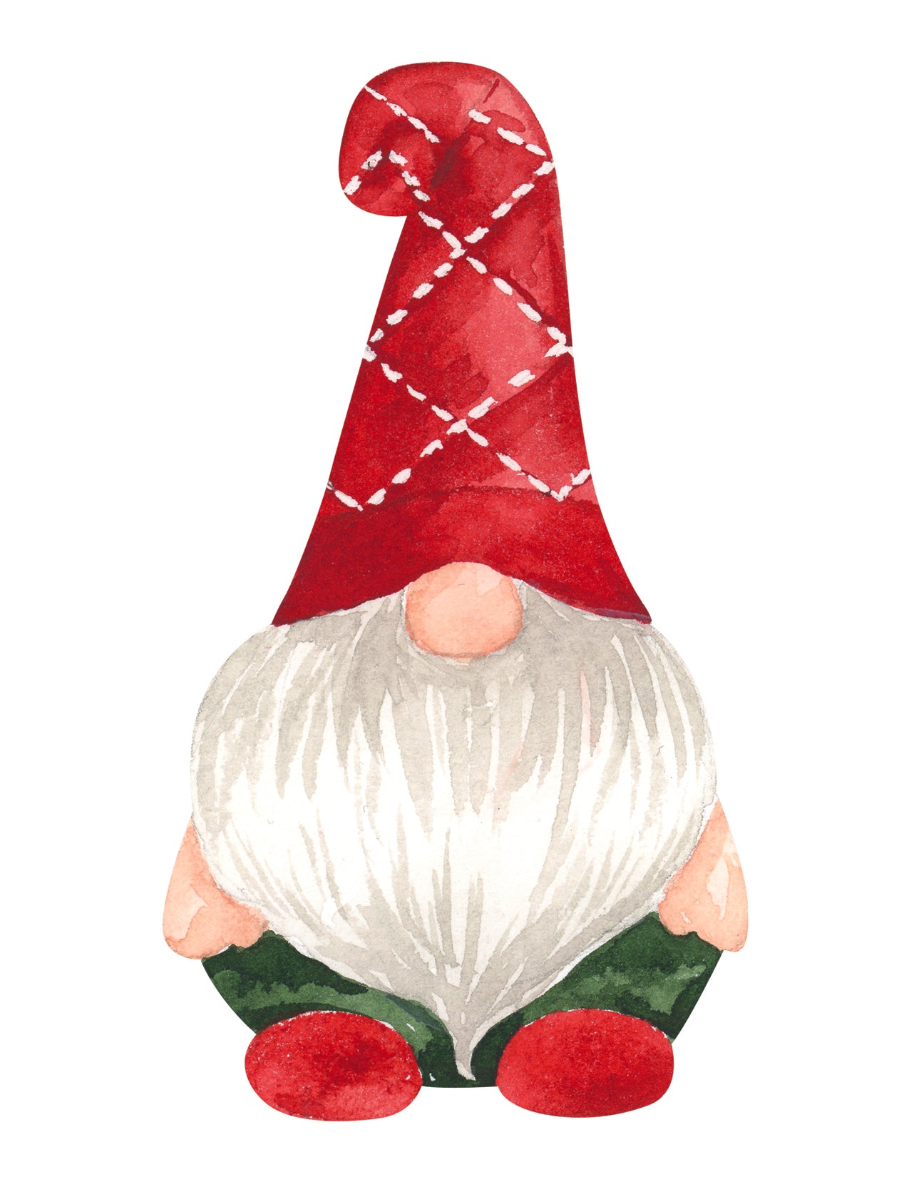 Gnome figurine with a red hat and green pants on a white background