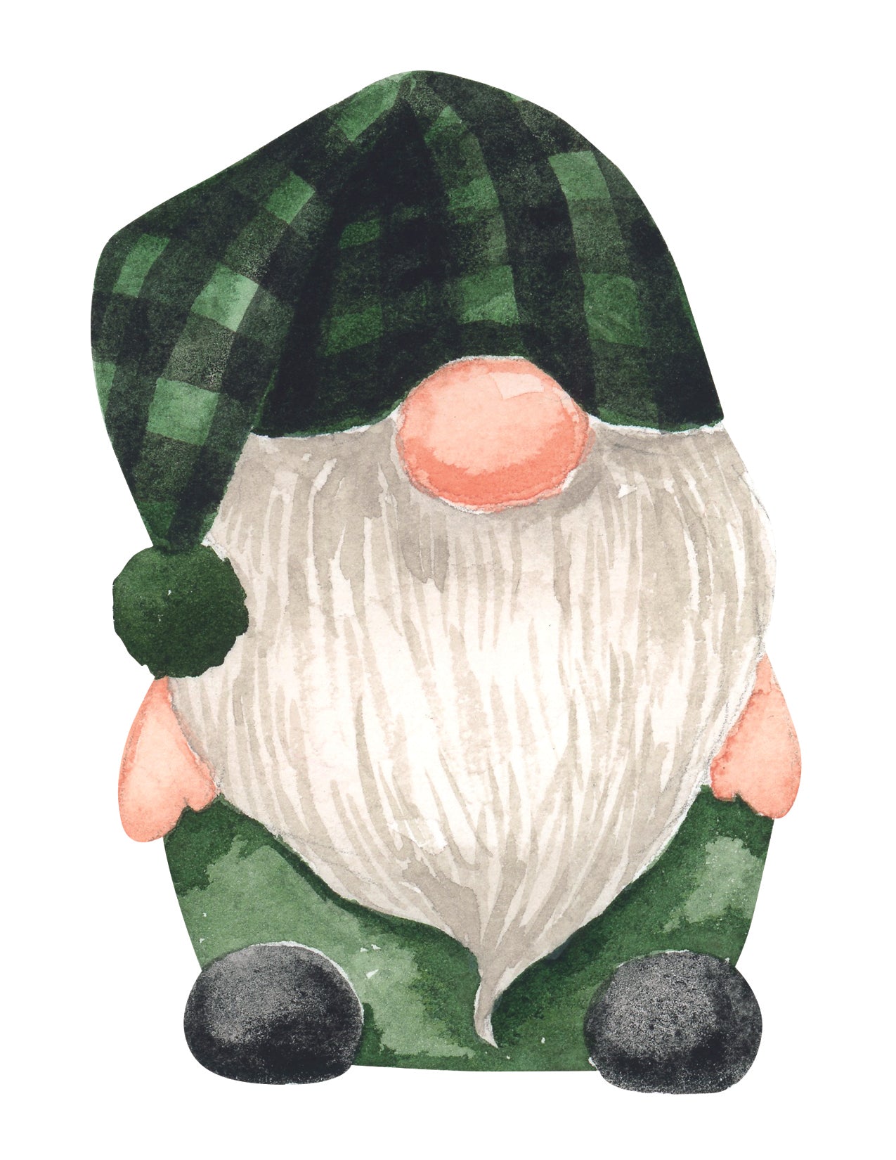 Gnome figurine with a green checkered hat on a white background