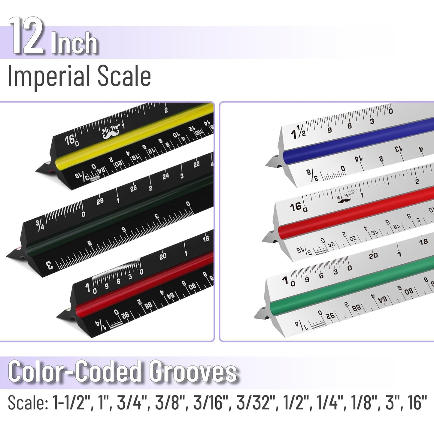 Mr. Pen 12" Architectural Aluminum Scale