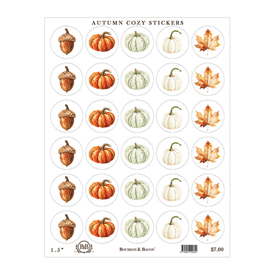 Autumn Cozy Cottage Stickers - 30 - 1.5" Round