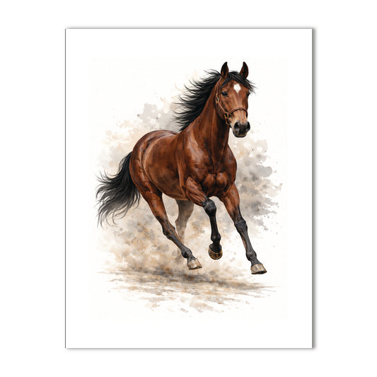 Galloping Thoroughbred Horse Blank Note Card Set of 10