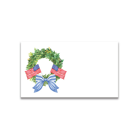 Patriotic Boxwood Wreath Happy Note Blank Double-Sided Business Size Card