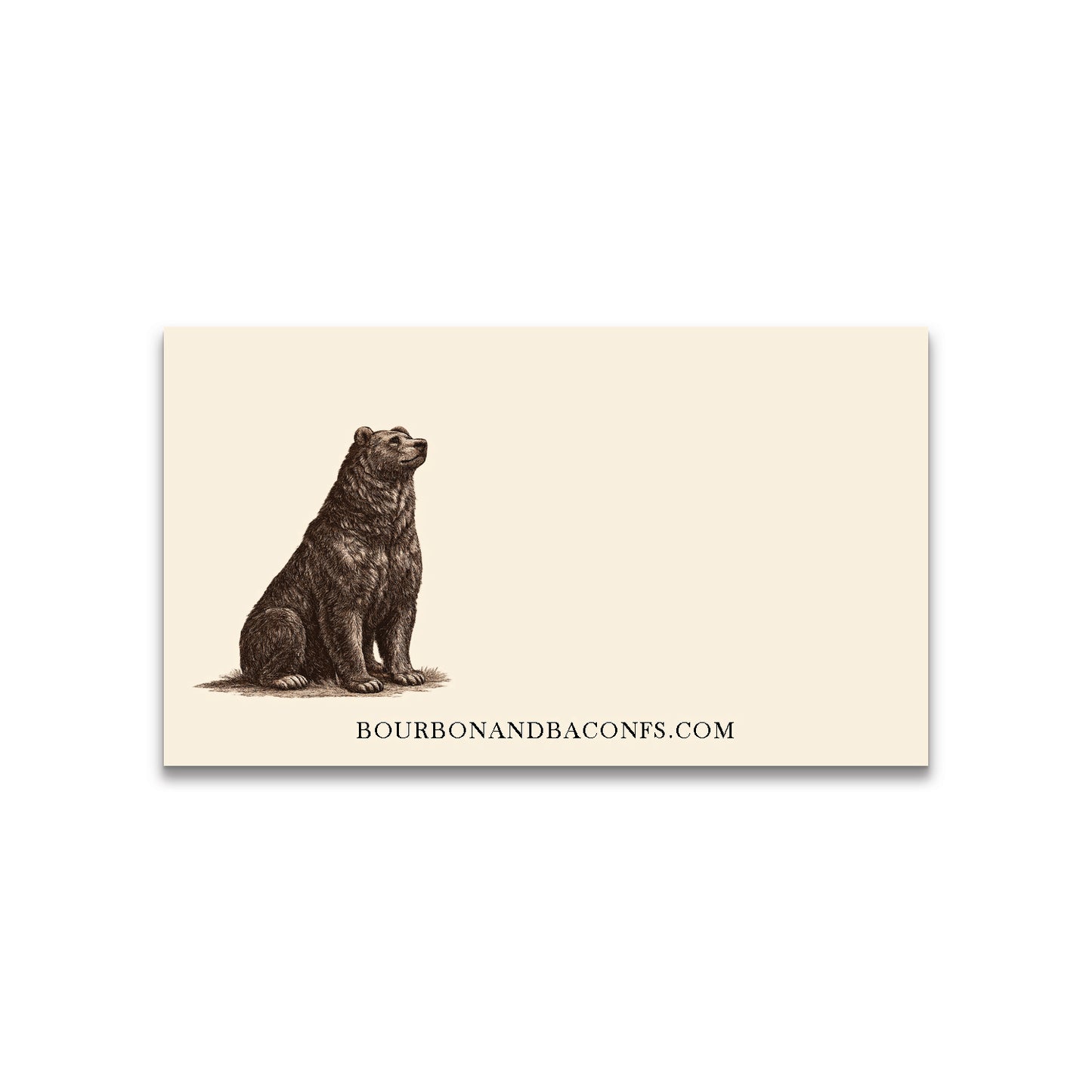 Prowling Bear Vintage Brown Ink Happy Note - 2" x 3.5" Clear Boxed Set of 30 Cards