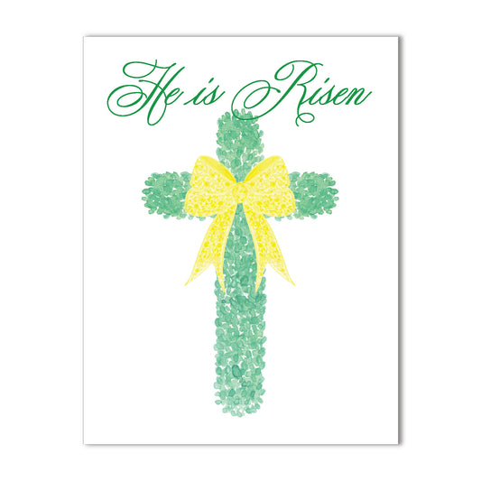 He is Risen 4 Note Card - Yellow Chinoiserie Ribbon