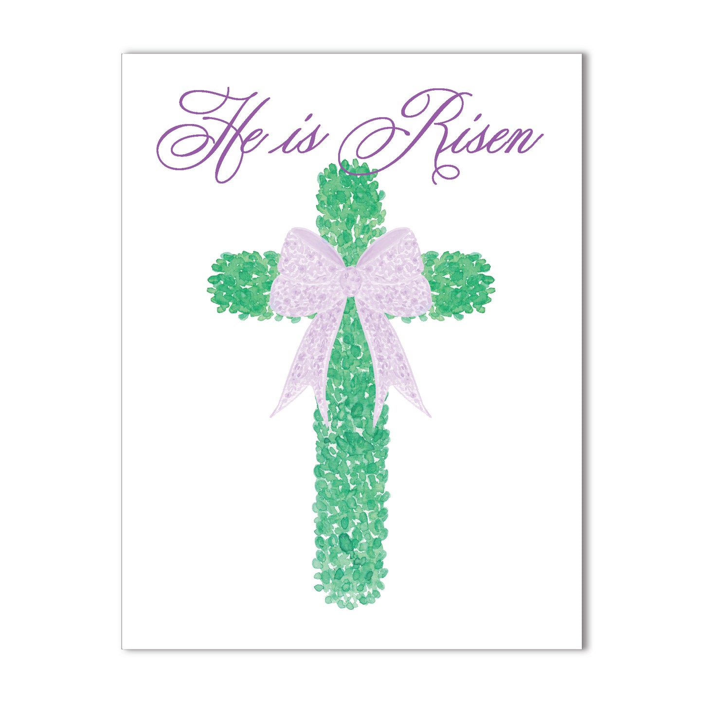 He is Risen 5 Note Card - Lavender Chinoiserie Ribbon