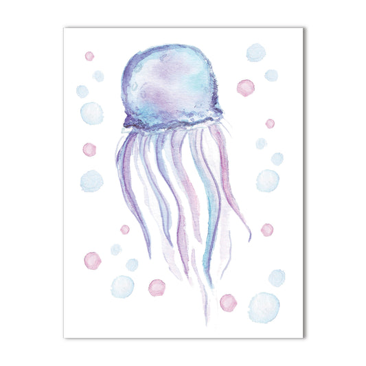 Seaside Collection - Jelly Fish a2 Blank Watercolor Single Note Card Stationery