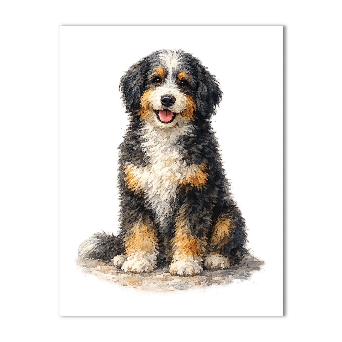 Bernedoodle Watercolor Note Card Set – Box of 10 with Kraft Envelopes