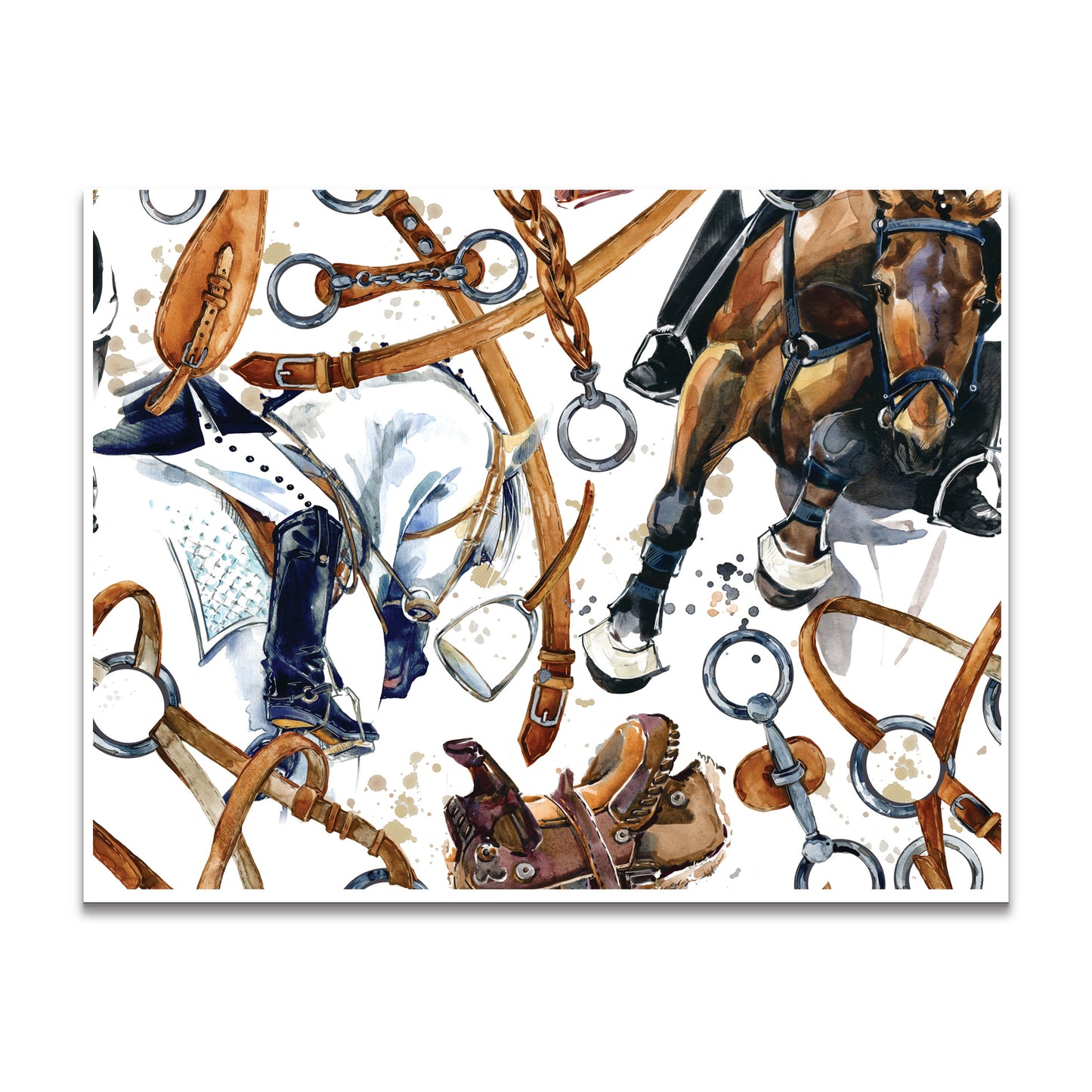 Dressage Equestrian Collection - Equestrian Tack Watercolor Note Card