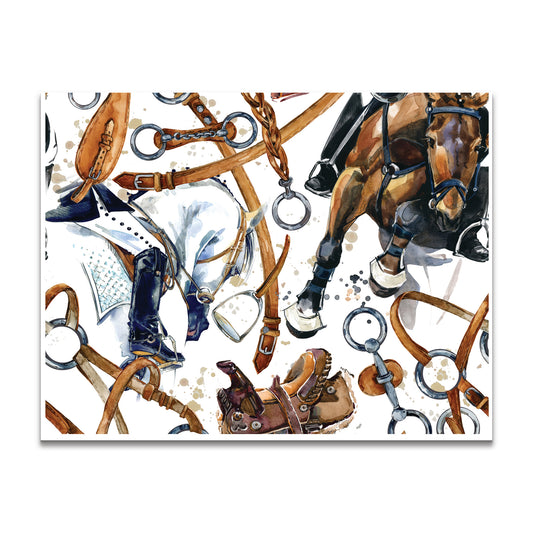 Dressage Equestrian Collection - Equestrian Tack Watercolor Note Card