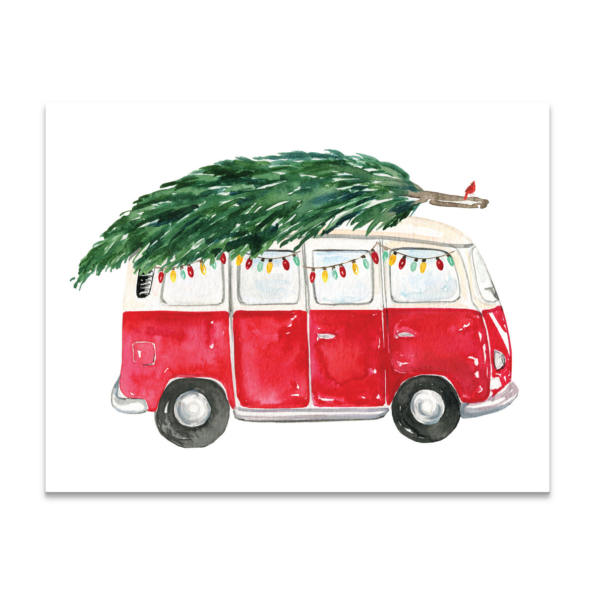 Red VW Christmas Greetings a2 Note Cards