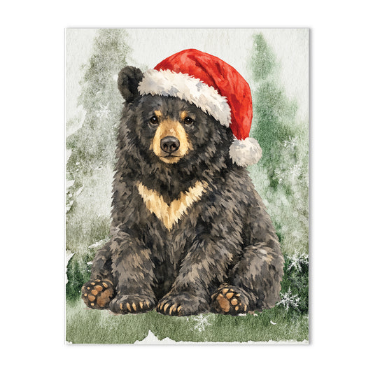 Christmas Santa Bear in the Woods Blank Boxed Holiday Cards