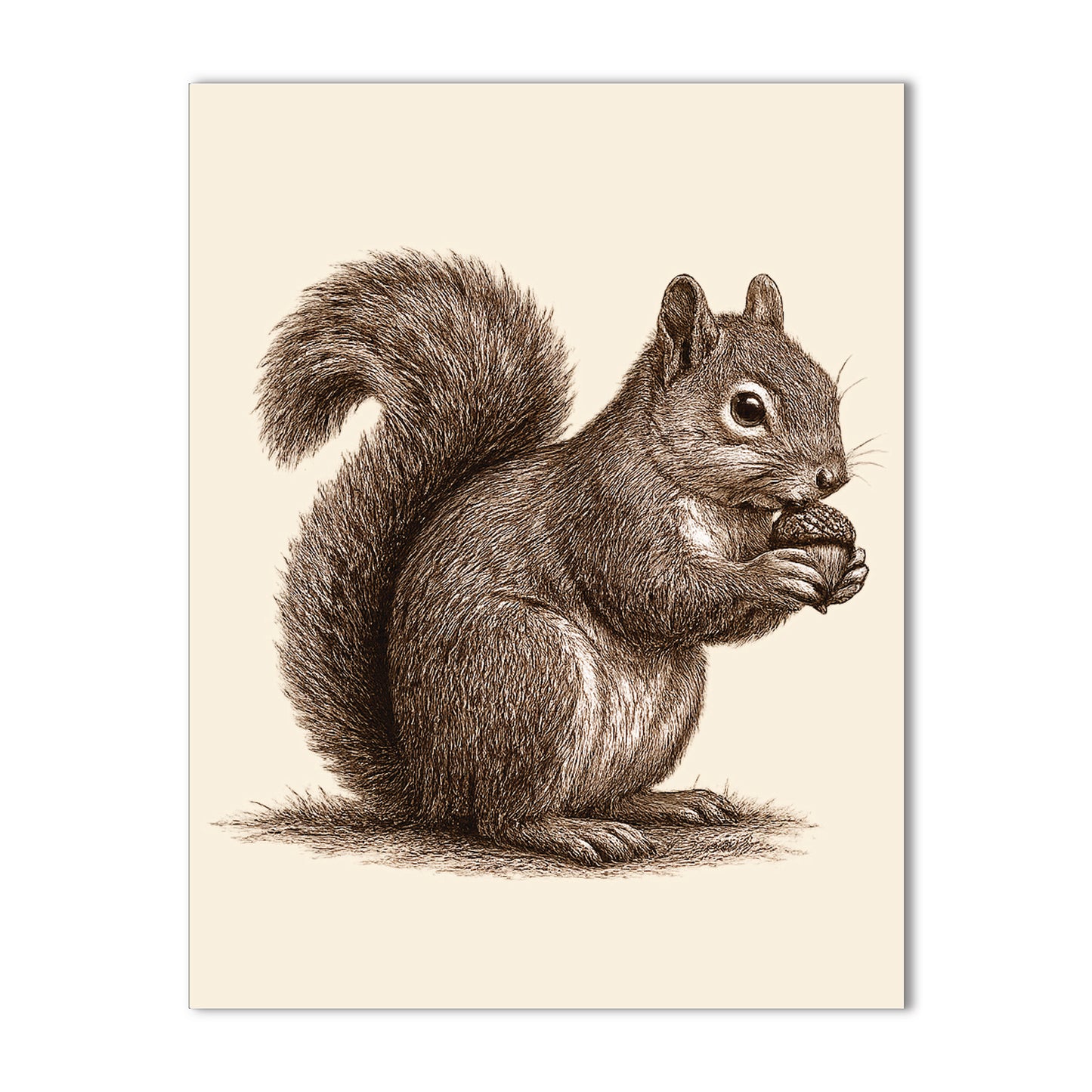 Vintage Brown Ink Squirrel Stationery - a2 Blank Cards with Envelopes 4.25" x 5.5"