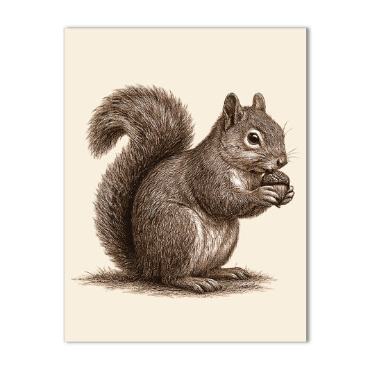 Vintage Brown Ink Squirrel Stationery - a2 Blank Cards with Envelopes 4.25" x 5.5"