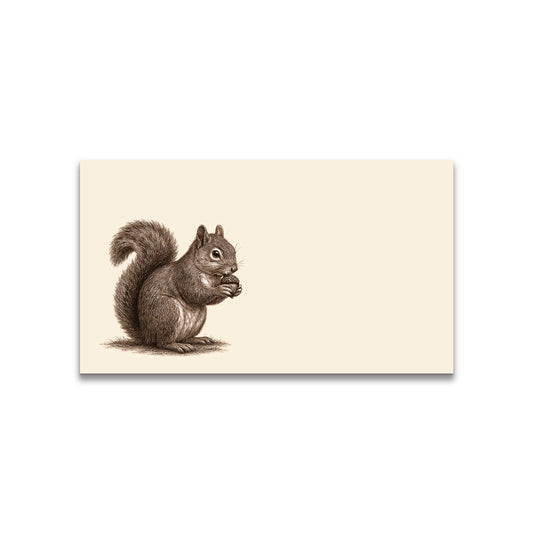 Squirrel Vintage Brown Ink Happy Note - 2" x 3.5" Clear Boxed Set of 30 Cards