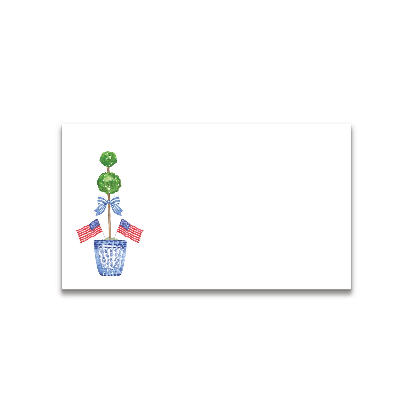 Patriotic Topiary Pot with Flags Happy Note Blank Double-Sided Business Size Card (Copy)