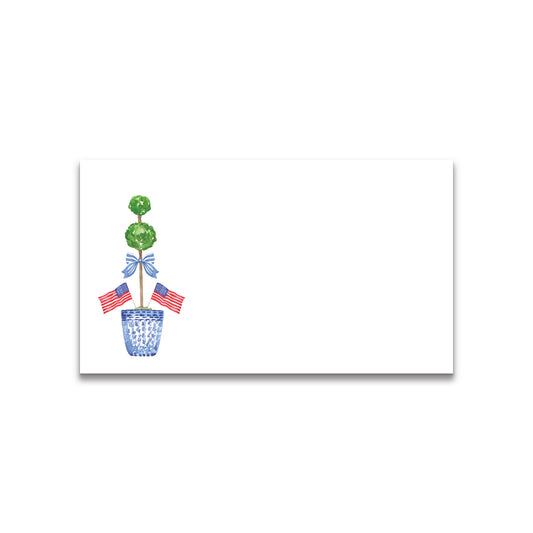 Patriotic Topiary Pot with Flags Happy Note Blank Double-Sided Business Size Card (Copy)