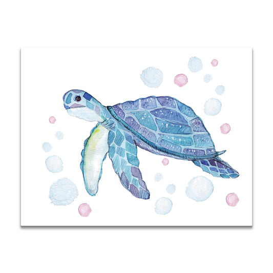 Seaside Collection - Sea Turtle a2 Blank Watercolor Single Note Card Stationery