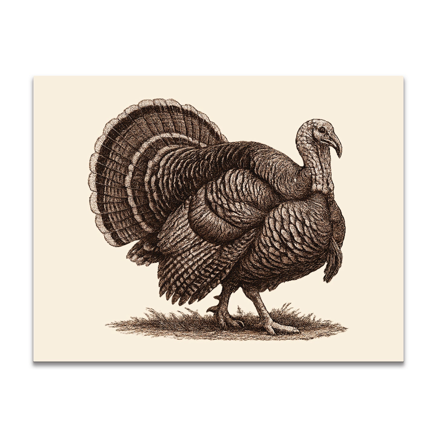 Vintage Brown Ink Turkey Stationery - a2 Blank Cards with Envelopes 4.25" x 5.5"