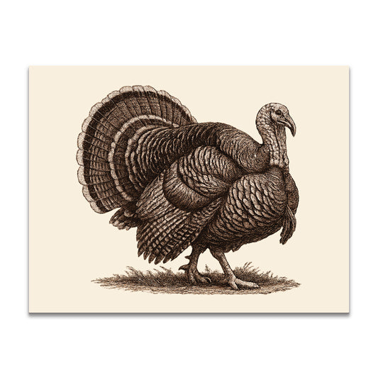 Vintage Brown Ink Turkey Stationery - a2 Blank Cards with Envelopes 4.25" x 5.5"