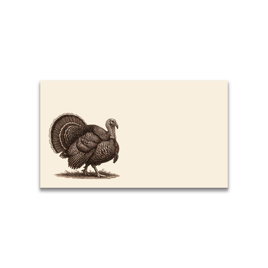 Vintage Brown Ink Turkey Happy Note - 2" x 3.5" Clear Boxed Set of 30 Cards
