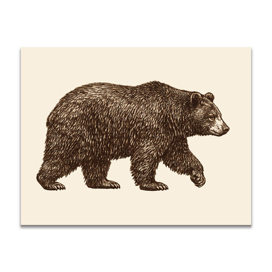 Vintage Walking Black Bear Stationery - a2 Blank Cards with Envelopes 4.25" x 5.5"