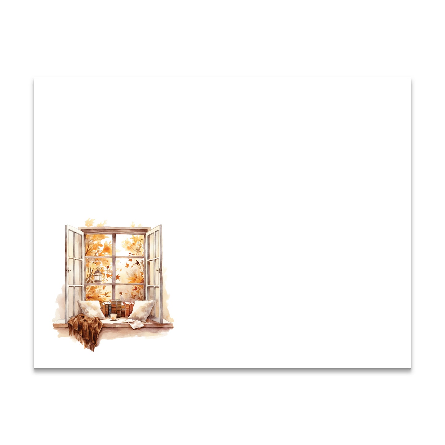 Autumn Cozy Reading Nook Stationery Flat Correspondence Cards