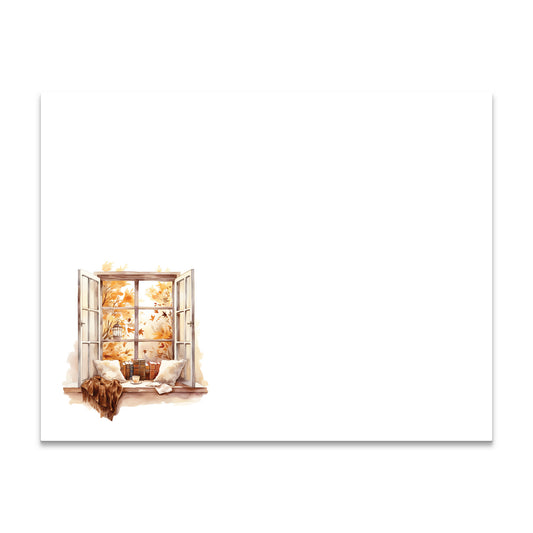 Autumn Cozy Reading Nook Stationery Flat Correspondence Cards