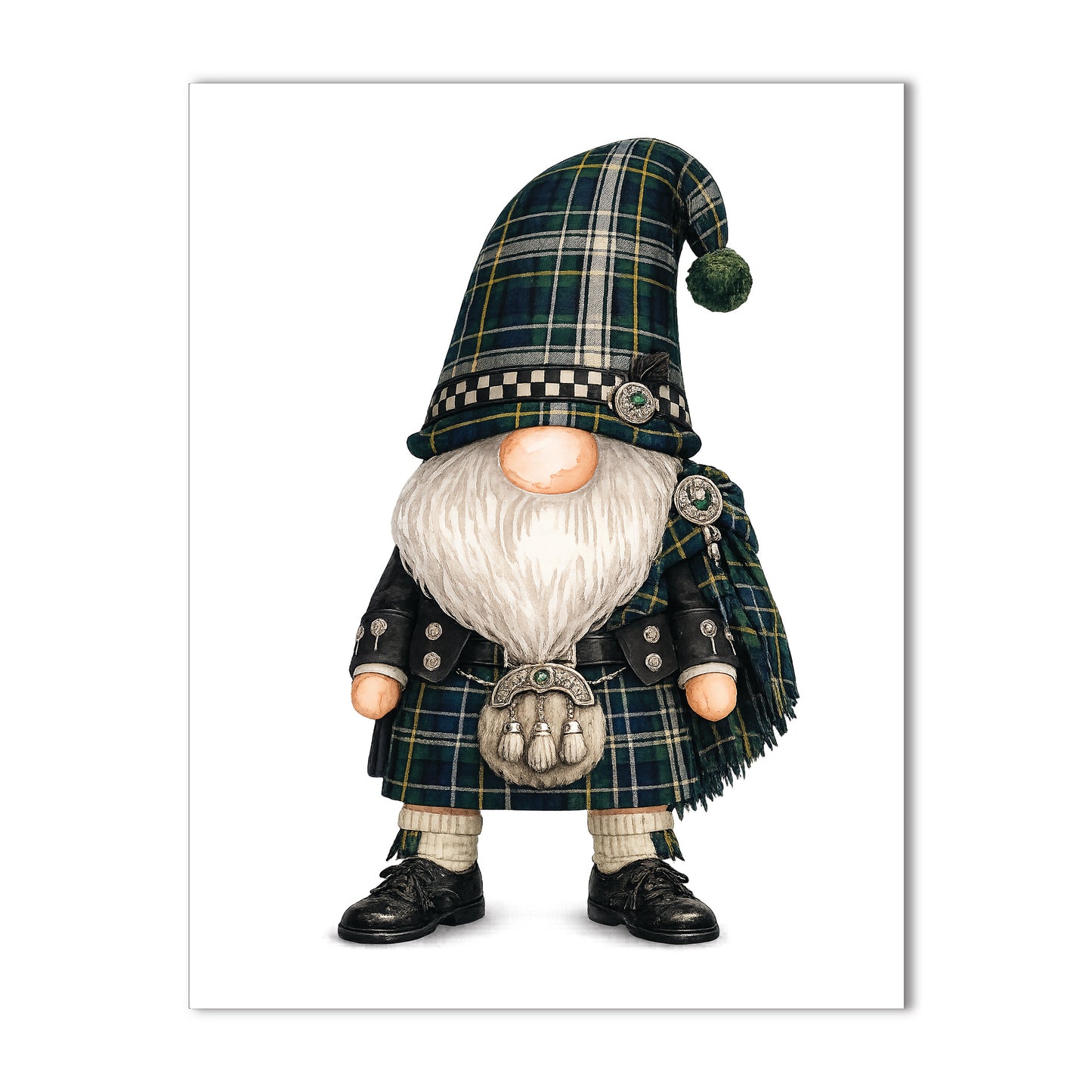 Scottish Highland Heritage Gnome Collection - Scottish Gnomes in Kilts A2 Blank Note Card Set of 10