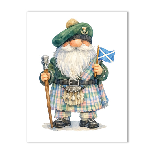 Scottish Highland Heritage Gnome Collection - Scottish Gnomes in Kilts A2 Blank Note Card Set of 10